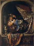 Gerard Dou Trumpet-Player in front of a Banquet oil painting